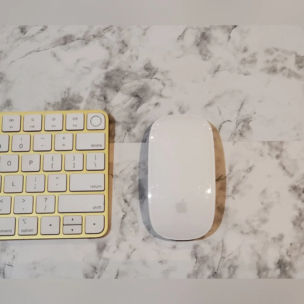 Apple Magic Keyboard Touch ID Model A2449 With Magic Mouser Yellow Gold/ White